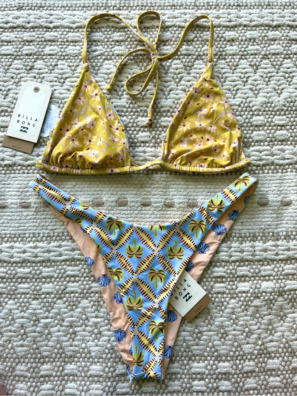 π₯π₯BILLABONG - REVERSIBLE SOUL STOKE MULTI SLIDE TRIANGLE DIPPI BIKINI SETπ₯π₯ - Picture 4 of 13